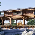 New Chinese Style Pavilion with Corridor Pavilion Ancient Pavilion Ancient Gallery Frame Pavilions Landscape Pavilion Hexagonal Pavilion Double-layer Pavilion Landscape Gallery Frame 3d model