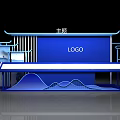Chinese Style Photo Check In Spot With Blue Booth Traditional Roof And Mountain Patterns
