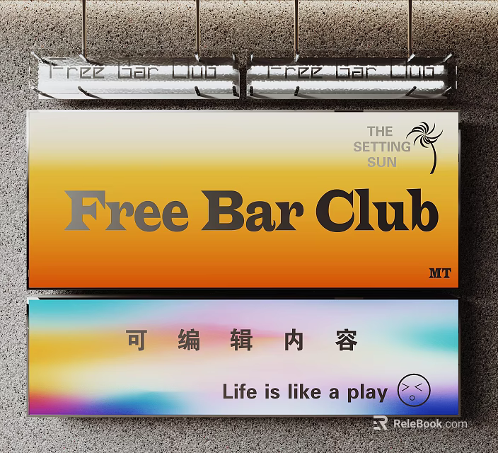 Decorative Lights For Free Bar Club With Setting Sun Warm Lighting Ambiance 3d model 