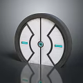 Modern Round Furniture With Gray Frame White Panel Black Lines And Blue Accents