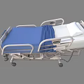 Adjustable Medical Bed for Hospital Patient Care with Side Rails Blue Mattress and Wheels