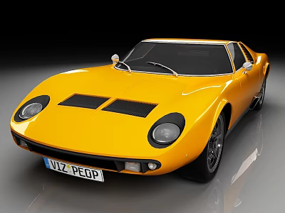 Classic Yellow Sports Car With Sleek Vintage Design And Iconic Retro Body 3d model