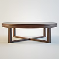 Modern Wooden Coffee Table Designs With Round Rectangular Shapes And Cross Legs 3d model