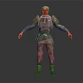 Detailed 3D Military Character With Green Shoulder Armor And Camouflage Uniform Standing Pose