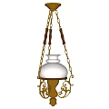 Elegant Brass Chandelier With White Lampshade Ornate Metal Frame And Chains