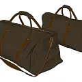 Stylish Brown Canvas Duffel Bags With Leather Handles Straps And Metal Zippers
