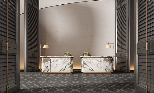 Lobby Reception Desk Reception Desk Water Bar 3d model