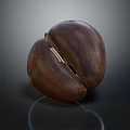 Split Brown Chestnut With Shiny Metal Clip Joining Two Halves 3d model