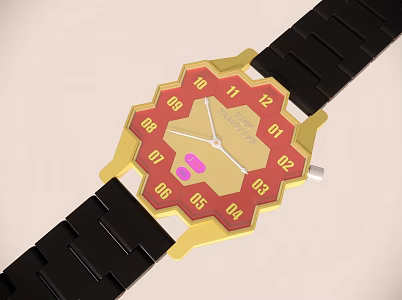 Creative electronic quartz watch 3d model