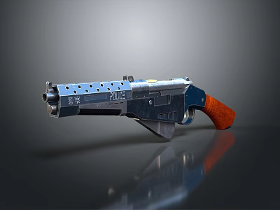 Modern Tactical Gun With Perforated Body Orange Grip And FALKE Inscription Design 3d model