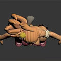 Game Movie Character 3D Model Featuring Golden Hair Pink Bodysuit Mechanical Arm Purple Boots Scars