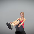 A Woman Doing Sit Ups In Red Tank Top And Dark Leggings With Sneakers