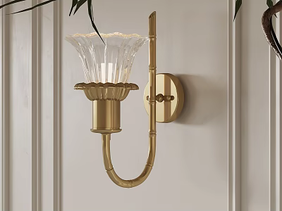 Modern Luxury Brass Wall Sconce With Glass Shade For Elegant Home Decor On White Wall 3d model