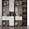 Modern Wine Cabinet Multi-function Wine Cabinet with Porch Partition 3d model