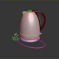Silver Metallic Electric Kettle With Black Handle Power Cord On Reflective Surface