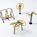 Outdoor Sports Fitness Equipment With Yellow Gray Training Machines For Exercise