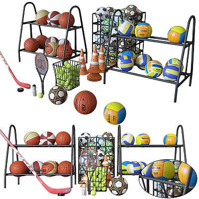 Modern Basketball Basketball Sports Goods Combination 3d model