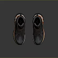 Gray High Top Sports Shoes With Brown Laces And Orange Yellow Accents On White Sole