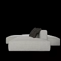 Modern Gray Fabric Modular Sectional Sofa With Black And Light Colored Cushions 3d model