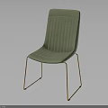 Light Green Upholstered Chair With Vertical Striped Backrest And Golden Metal Legs Modern Design
