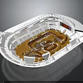 3D Model of Modern Stadium with Seating Sections and Central Sports Field