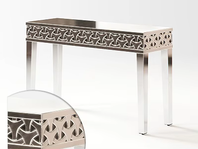 Modern Metal Console Table With Intricate Cutout Pattern And Sleek Surface 3d model
