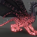 Mythical Dragon Game and Movie Character With Red Cracked Glowing Body And Black Wings