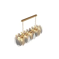 Elegant Modern Leaf Shaped Chandelier With Gold White Decorative Leaves And Metallic Chains