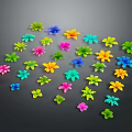 Bright Colorful Small Flowers with Multiple Colors Scattered on Dark Background