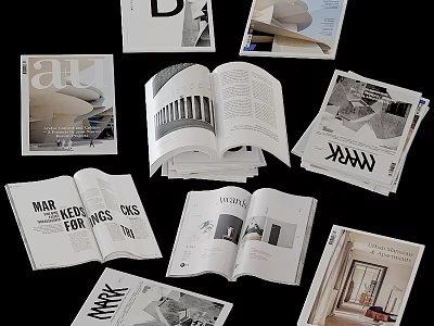 Open Books And Magazines Featuring Architectural Design Content And Interior 3d model