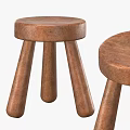 Simple Wooden Stools with Round Top and Three Legs for Home Furniture Design