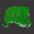 3D Terrain Model Featuring Cliff Grass And Snow Covered Rock Formation