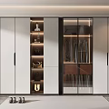 Modern Wardrobe Interior Design With Glass Doors Storage Shelves And Hanging Rods