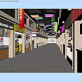 Vibrant Commercial Street Featuring Burger King Shops Colorful Decorations And Pedestrians