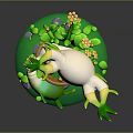 Cute Plant Creature Character In Brown Pot With Green Vines And Flowers