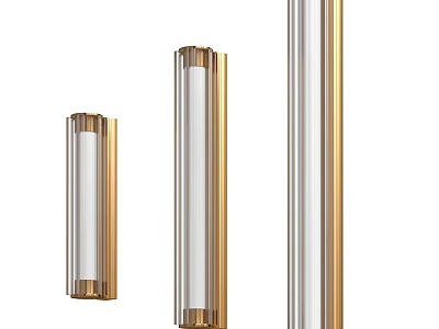 Modern Wall Lamps With Gold Frames And White Shades In Different Sizes 3d model