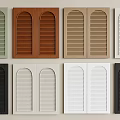 Colorful Window Shutter Panels With Arched And Rectangular Designs In Green Brown Beige White Black 3d model
