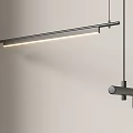 Modern Linear Metallic Pendant Light Featuring Soft Glow In Minimalist Interior 3d model