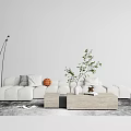 Modern Multiplayer Sofa Simple Sofa Coffee Table Combination 3d model