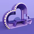 Heart Shaped Purple Photo Spot With White Dots Bench And Slide
