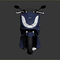 Modern Blue Scooter Motorcycle with Brown Seat Windshield and Sleek Design