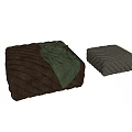 Modern Pleated Texture Sofa Stools in Brown Gray with Cozy Blankets 3d model