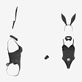 Stylish Black Bodysuit With Bunny Ears Headband And Choker Accessories