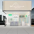 Loribene Modern Specialty Store With Glass Facade Interior Display And Urban Setting 3d model