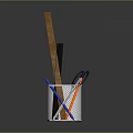 Practical Metal Mesh Pen Holder With Colorful Pens And Scissors For Daily Use