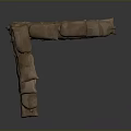 Stacked Hessian Sandbags Forming Curved Arch Structure On Reflective Surface