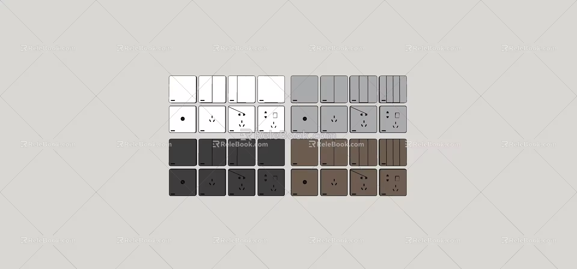 Switch socket panel combination 3d model