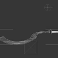 Traditional Curved Sword Weapon With Green Gold Handle And Silver Blade