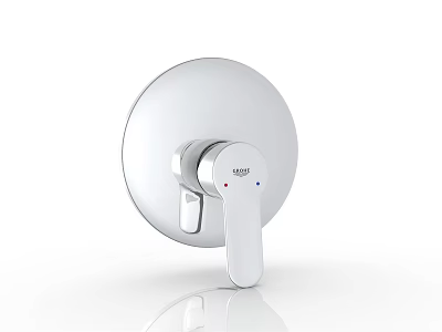 Modern Silver Round Switch Panel With Temperature Control Handle And Sleek Surface 3d model