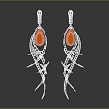 Elegant Modern Silver Earrings With Red Gemstone Accents And Luxury Design